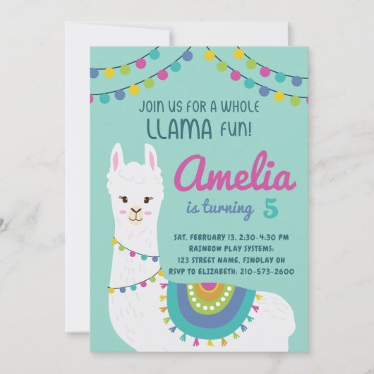 Een hele Llama-vlinderdag om het even welke leefti Kaart (Voorkant)