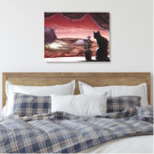 Een hele nieuwe wereld - Sci-Fi - Kat op Mars Canvas Afdruk (Insitu (Slaapkamer))