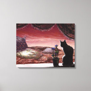 Een hele nieuwe wereld - Sci-Fi - Kat op Mars Canvas Afdruk