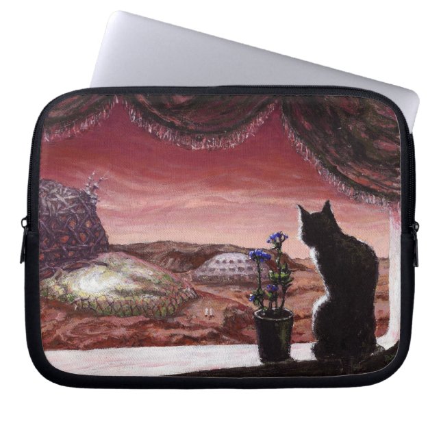 Een hele nieuwe wereld - Sci-Fi - Kat op Mars Laptop Sleeve (Voorkant)