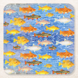 Een hele partij kleurrijke vis in de Zee Kartonnen Onderzetters