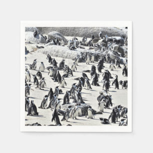 Een hele partij pinguïns-papier servet