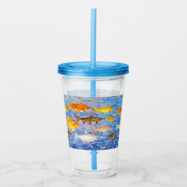 Een hele partij vis in de Zee Acryl Drinkbeker