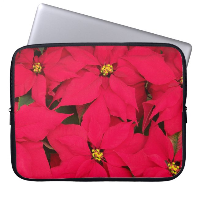 Een heleboel heldergekleurde kerst-Poinsettias Laptop Sleeve (Voorkant)