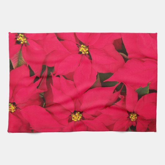Een heleboel heldergekleurde kerst-Poinsettias Theedoek (Horizontaal)