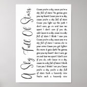 Een hemel vol met sterren White Script Song Lyric Poster (Voorkant)
