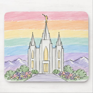 Een Hemelse Plaats van Vrede Mooie LDS-Tempel U Muismat
