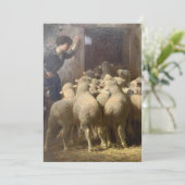 Een herdersheid, haar hond en schaap in Barn Feestdagenkaart (Staand voorkant)