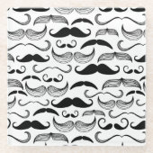 Een herenclub. Mustache patroon 2 Glazen Onderzetter (Voorkant)