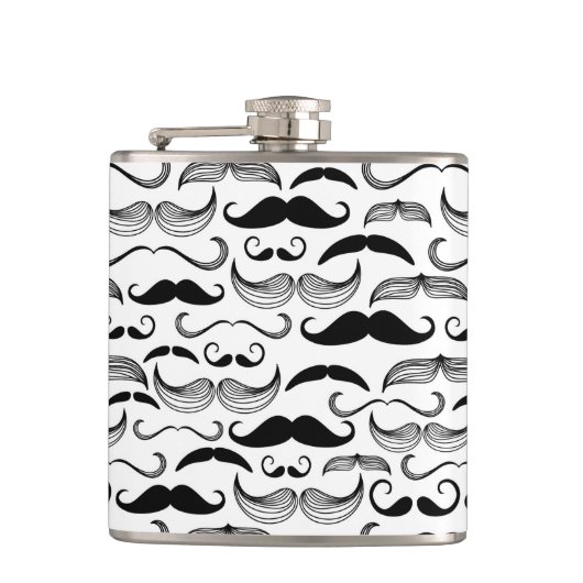 Een herenclub. Mustache patroon 2 Heupfles (Voorkant)