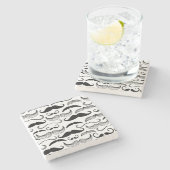 Een herenclub. Mustache patroon 2 Stenen Onderzetter (Zijkant)