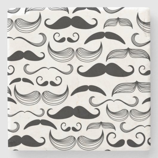 Een herenclub. Mustache patroon 2 Stenen Onderzetter (Voorkant)