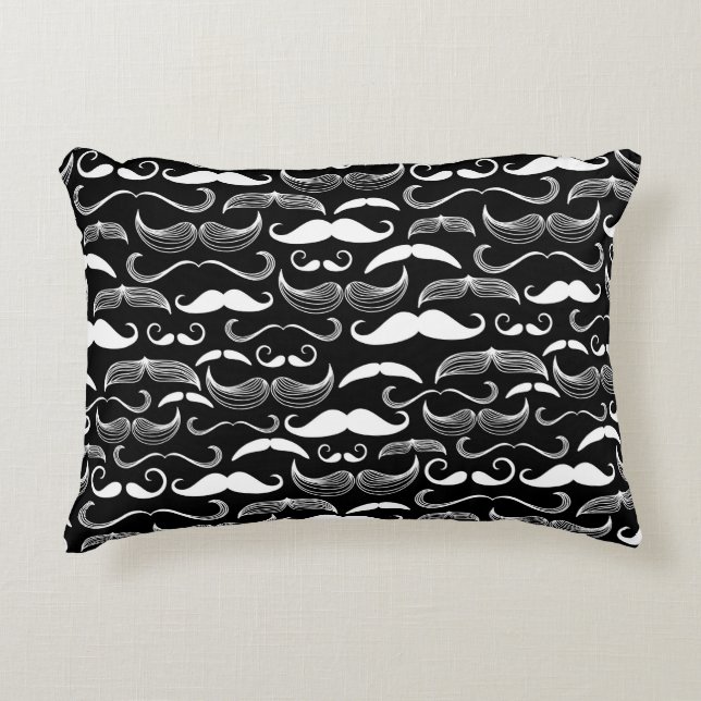 Een herenclub. Mustache patroon Decoratief Kussen (Voorkant)