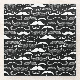 Een herenclub. Mustache patroon Glazen Onderzetter