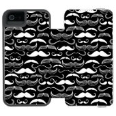 Een herenclub. Mustache patroon Incipio iPhone Portemonnee Hoesje (Agenda Open)