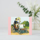 Een herenman en zijn dame gaan voor een ride -  briefkaart (Staand voorkant)