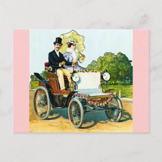 Een herenman en zijn dame gaan voor een ride -  briefkaart (Voorkant)