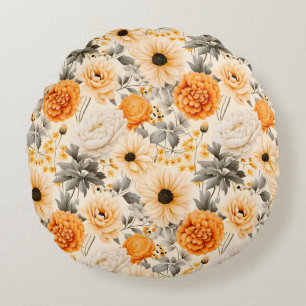 Een herfst bloemenserie ontwerp 1 rond kussen