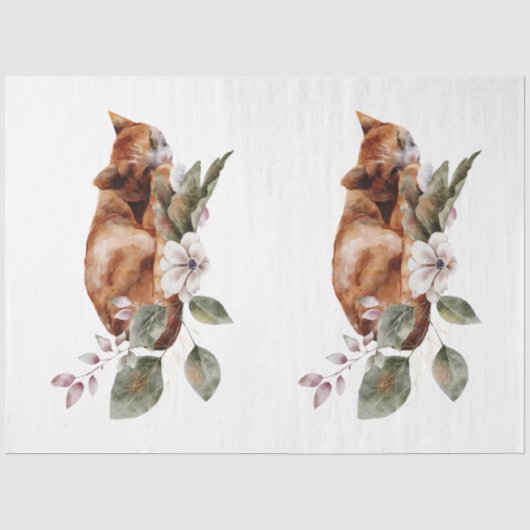 Een herfst dier en bloem serie ontwerp 23 tissuepapier (Voorkant)