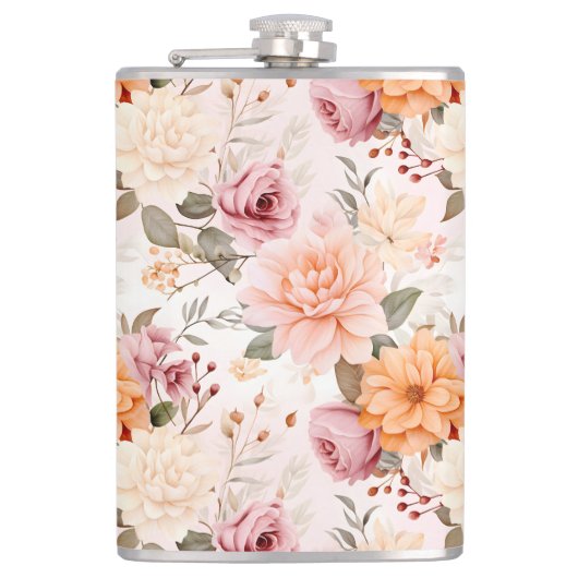 Een Herfst Floral Series Design 2 Heupfles (Voorkant)