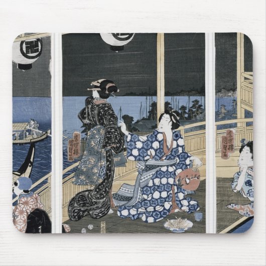 Een herfst Moon over Fukagawa Muismat (Voorkant)