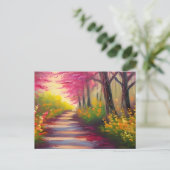 Een Herfst wandelen met Pink Leaves Trail Briefkaart (Staand voorkant)