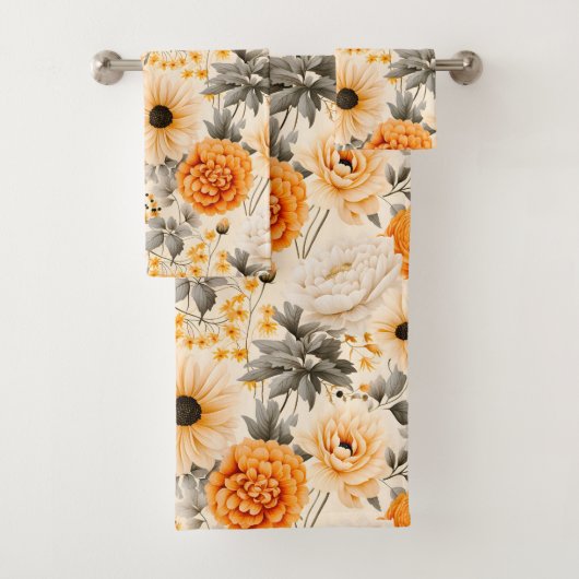 Een herfstbloemenserie ontwerp 1 bad handdoek (Insitu)