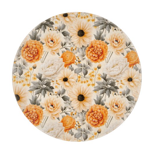 Een herfstbloemenserie ontwerp 1 snijplank (Voorkant)
