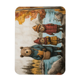 Een herfstdag met de berenfamilie bij het meer magneet
