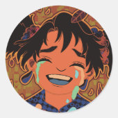 Een herfstdag ronde sticker (Voorkant)