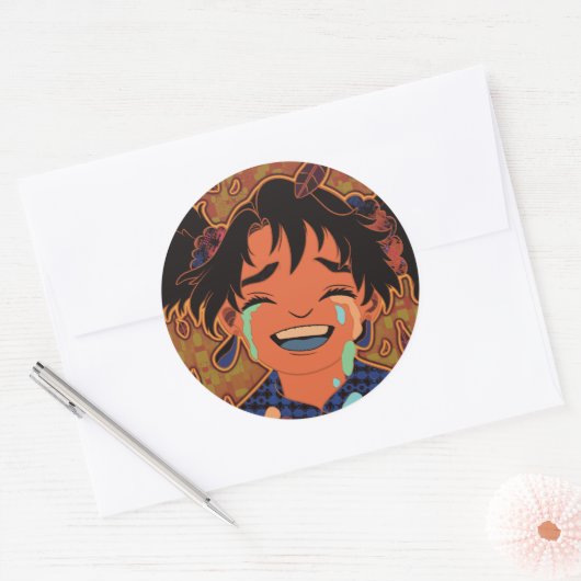 Een herfstdag ronde sticker (Envelop)