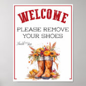 Een herfstthema Please verwijder schoenen bord Poster (Voorkant)