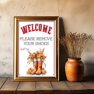 Een herfstthema Please verwijder schoenen bord Poster
