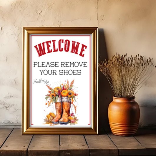 Een herfstthema Please verwijder schoenen bord Poster