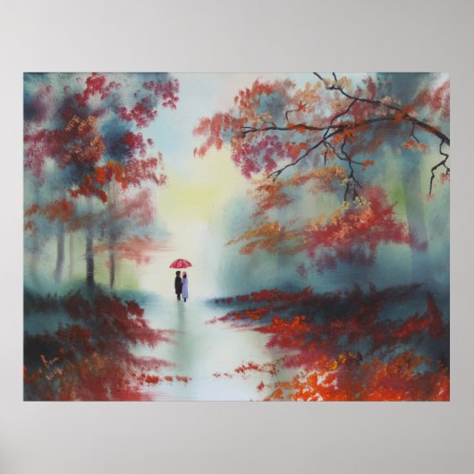 een herfstwandeling op een regenachtige dag door G Poster (Voorkant)