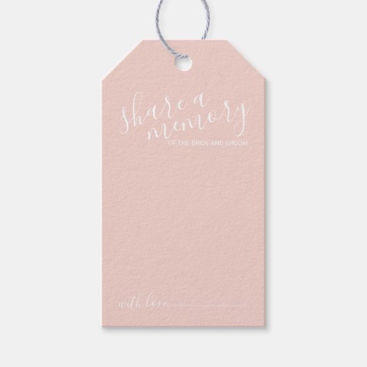 'Een herinnering delen' Modern script bruiloft Cadeaulabel (Voorkant)