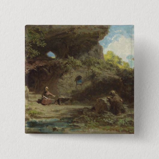 Een Hermit in de bergen Vierkante Button 5,1 Cm (Voorkant)