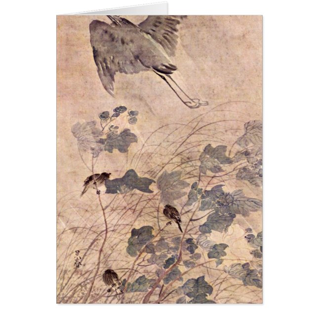 Een heron op Malvenbaum door Matsumura Goshun (Voorkant)