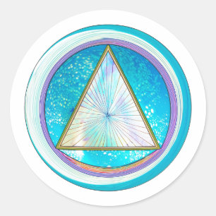 Een Herstelcirkel Driehoek Kristallijnen Meditatie Ronde Sticker
