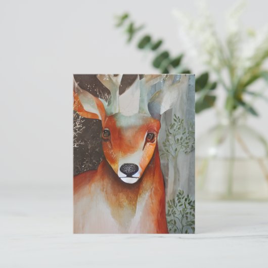 Een hert gemengd media Briefkaart (Staand voorkant)