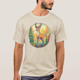 Een hert in het bos tekenen. t-shirt