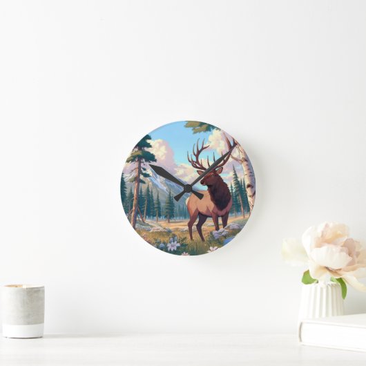 Een hert te midden van de natuur ronde klok (Huis)