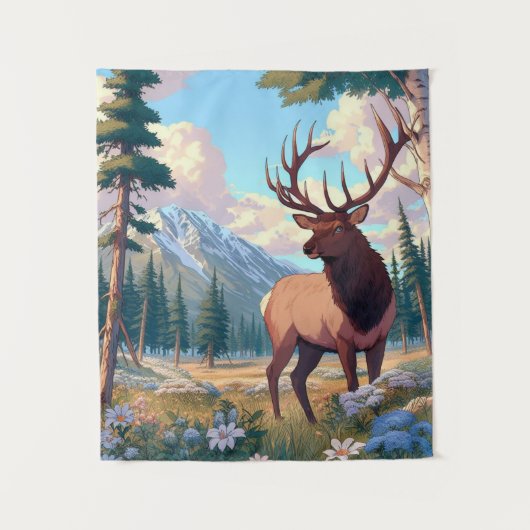 Een hert te midden van de natuur wandkleed (Voorkant)