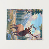 Een hert te midden van de natuur wandkleed (Voorkant (horizontaal))