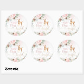 Een-hert-vol blush roze 1e meisje verjaardag ronde sticker (Vel)