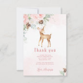 Een-hert-vol blush winter herten verjaardag dank u kaart (Voorkant)
