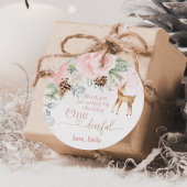Een-hert-vol winter blush roze 1e meisje verjaarda bedankjes labels