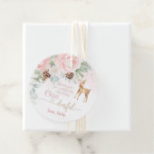 Een-hert-vol winter blush roze 1e meisje verjaarda bedankjes labels (In situ)