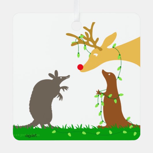 Een herten kerstversiering metalen ornament (Voorkant)