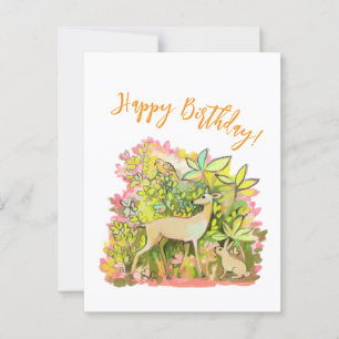 Een herten-, konijnen- en vogelvrienden schilderij briefkaart